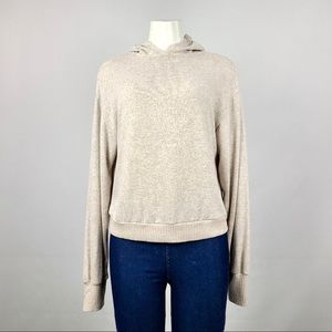 Poof Cotton Blend Cream Hoodie Sweater Size M